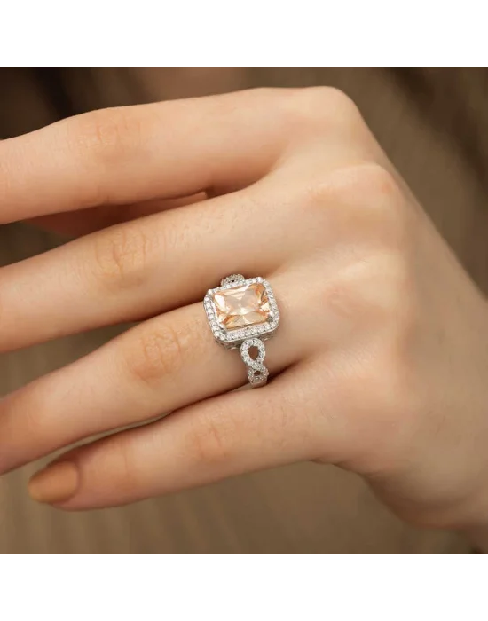 Gümüş Baget Kare Bayan Yüzük