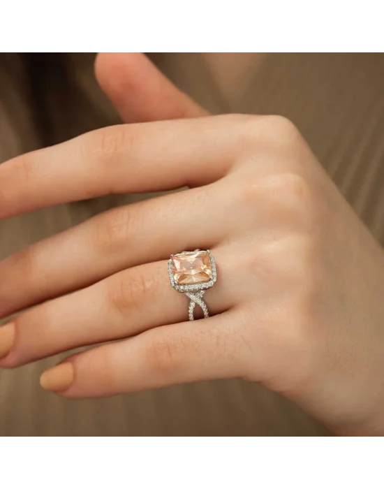 Gümüş Baget Kare Bayan Yüzük