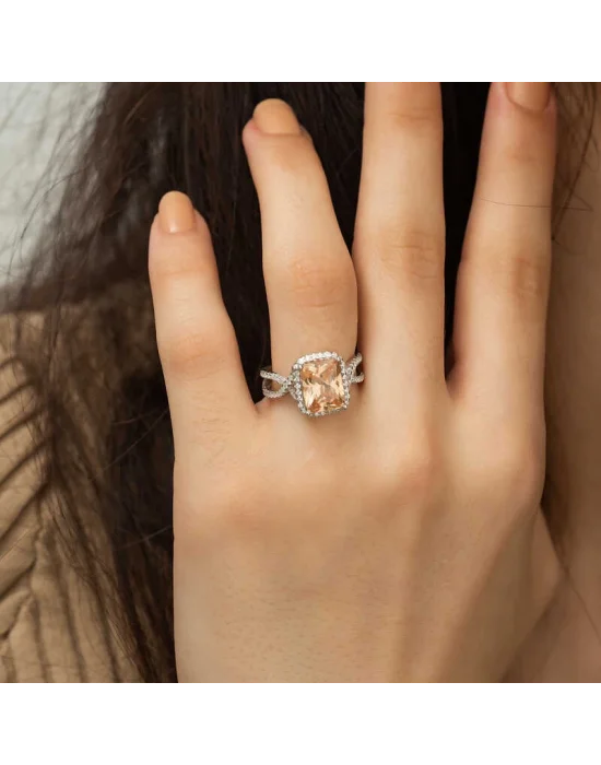 Gümüş Baget Kare Bayan Yüzük