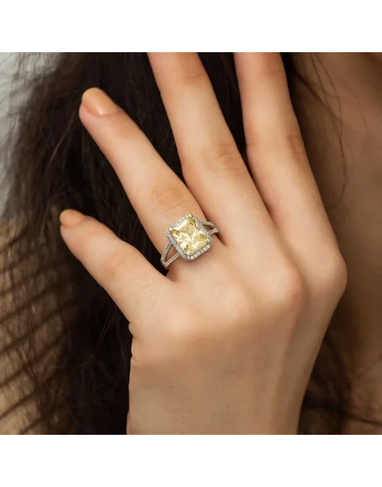 Gümüş Baget Kare Bayan Yüzük