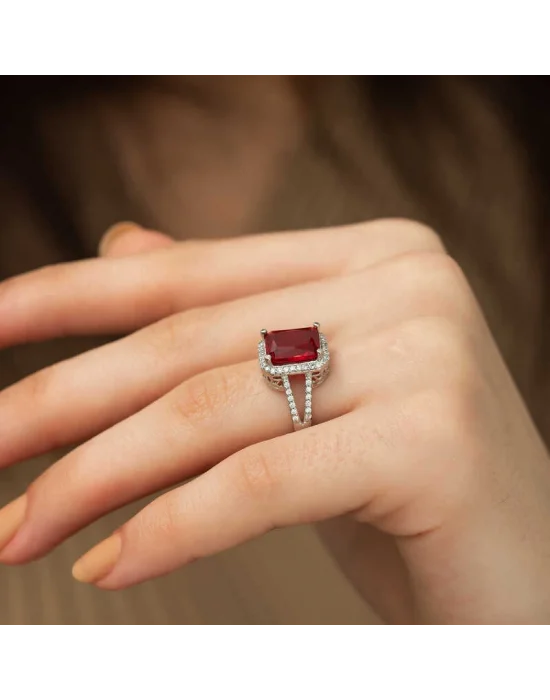 Gümüş Baget Kare Bayan Yüzük