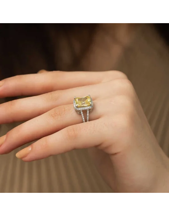 Gümüş Baget Kare Bayan Yüzük