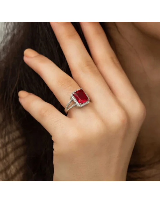 Gümüş Baget Kare Bayan Yüzük