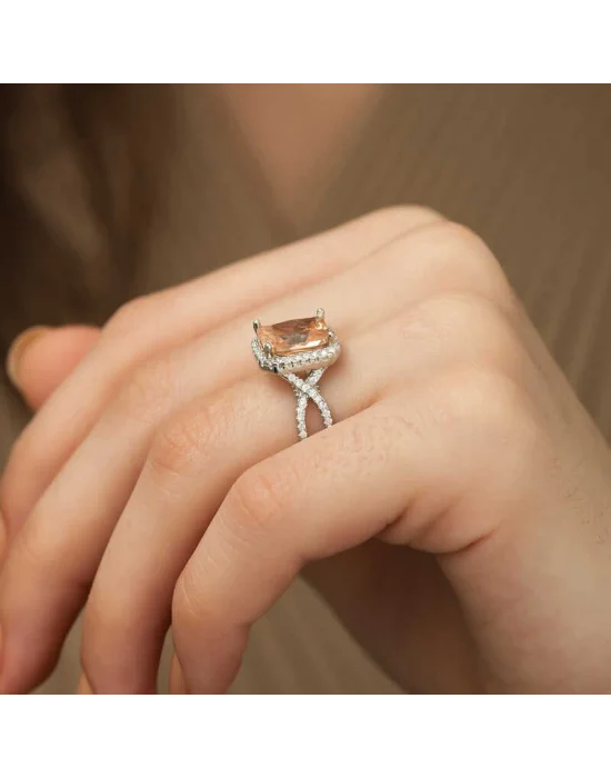 Gümüş Baget Kare Bayan Yüzük