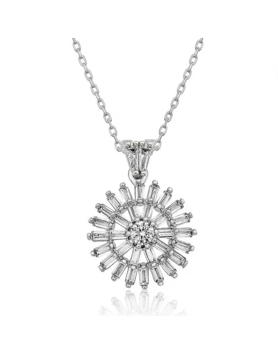 Gümüş Baget Taşlı Bayan Kolye