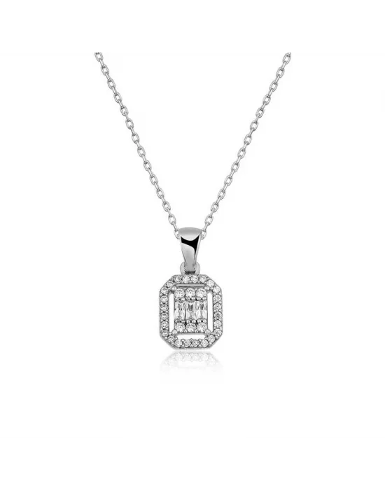 Gümüş Baget Taşlı Bayan Kolye