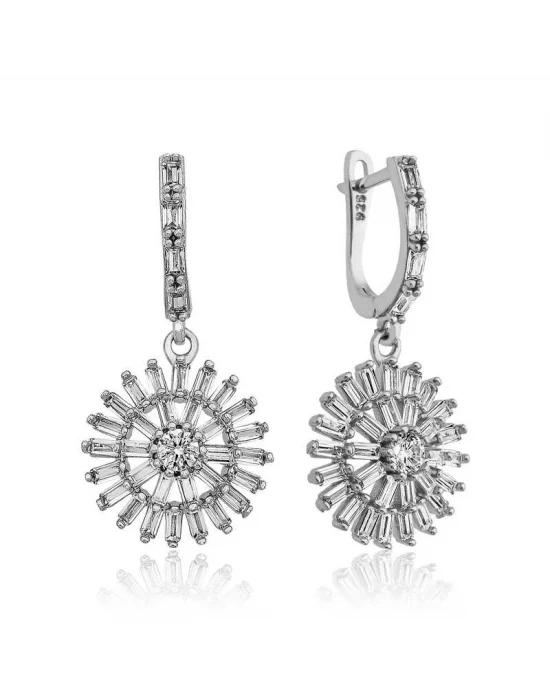 Gümüş Baget Taşlı Bayan Küpe