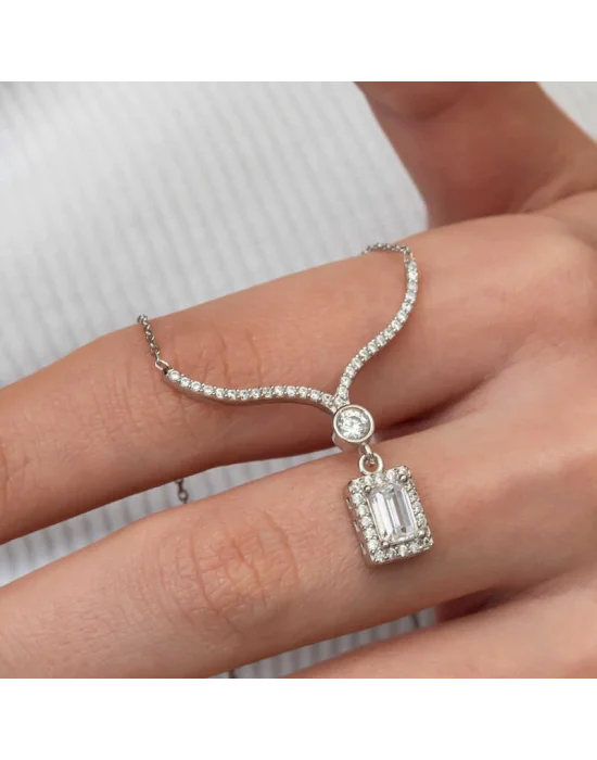 Gümüş Baget Taşlı Gerdanlık Model Kadın Kolye