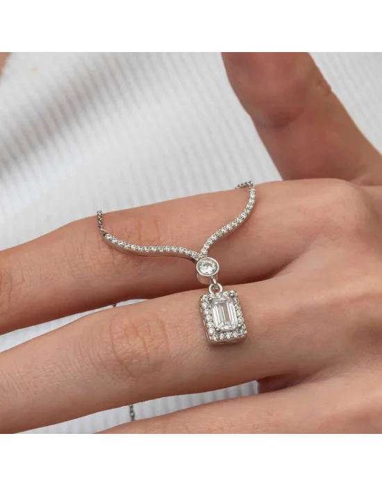 Gümüş Baget Taşlı Gerdanlık Model Kadın Kolye