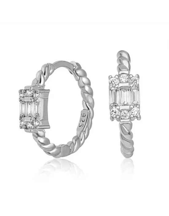 Gümüş Baget Taşlı Kadın Küpe