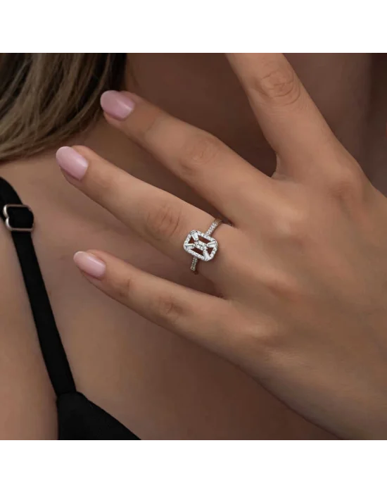 Gümüş Baget Taşlı Kadın Yüzük