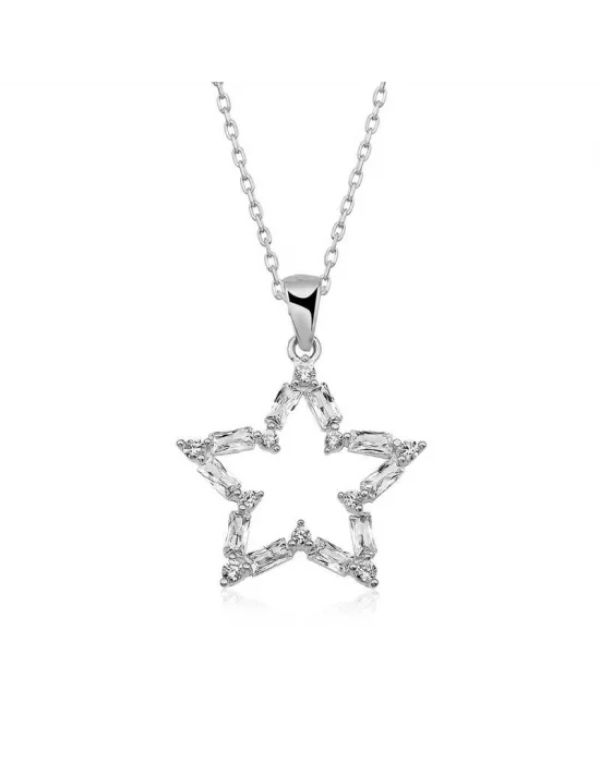 Gümüş Baget Taşlı Yıldız Kolye