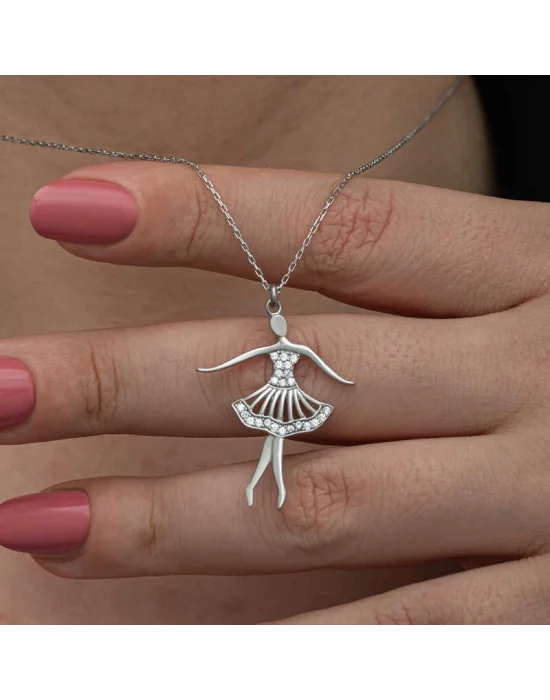 Gümüş Balerin Kadın Kolye