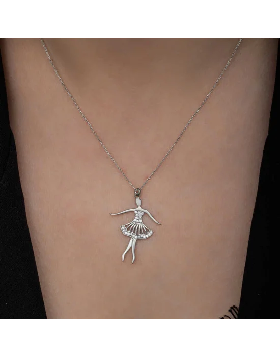 Gümüş Balerin Kadın Kolye