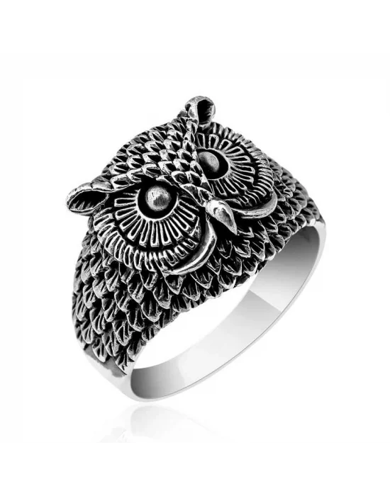 Gümüş Baykuş Erkek Yüzük