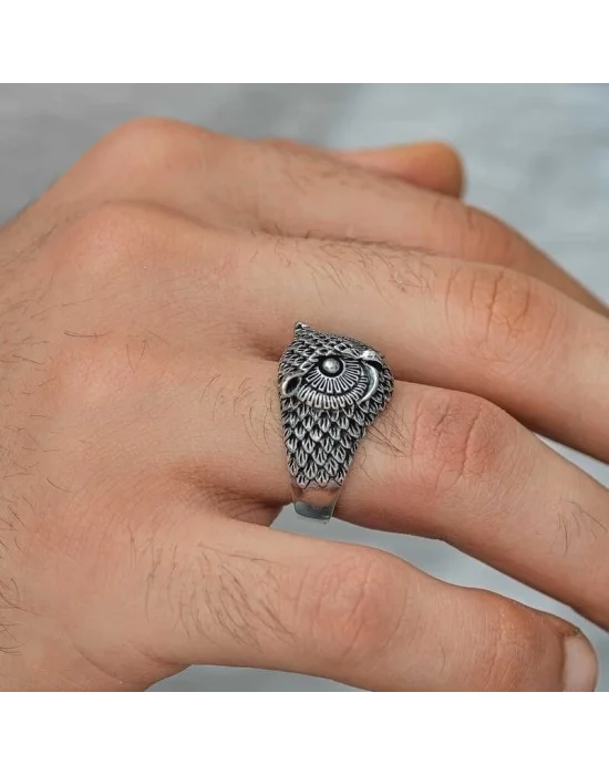 Gümüş Baykuş Erkek Yüzük