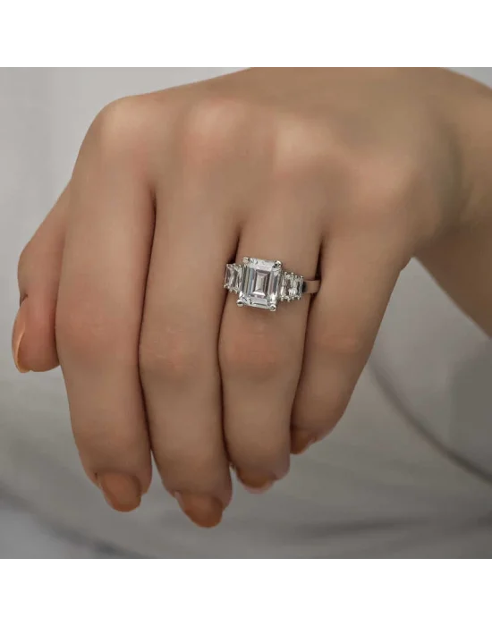 Gümüş Beyaz Baget Taşlı Bayan Yüzük