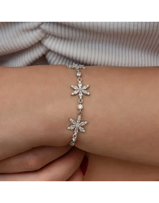 Gümüş Beyaz Lotus Çiçeği Kadın Bileklik