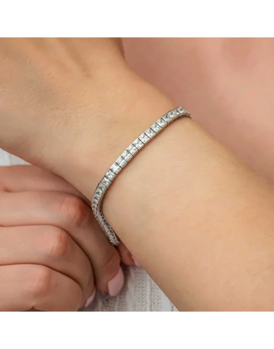 Gümüş Beyaz Taşlı Su Yolu Kadın Bileklik