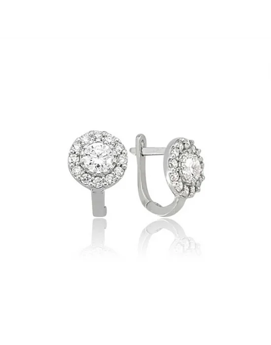 Gümüş Beyaz Yuvarlak Küpe