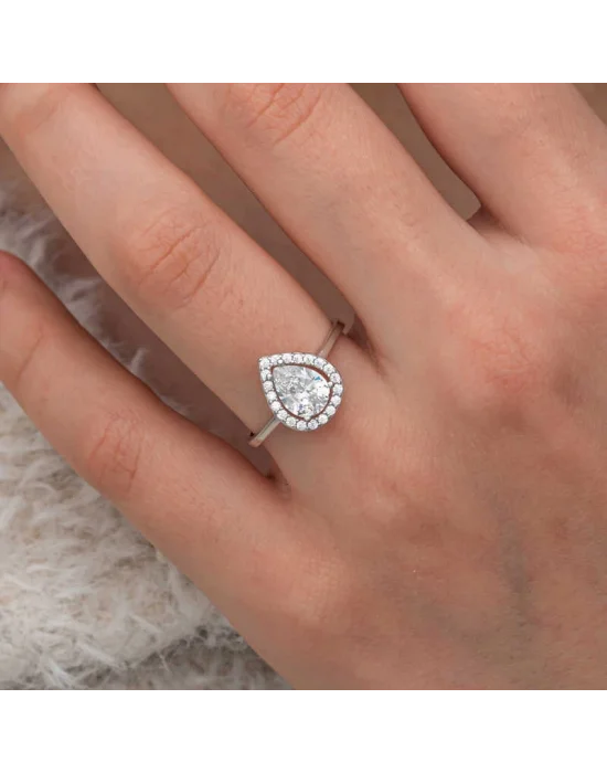 Gümüş Beyaz Zirkon Taşlı Damla Kadın Set