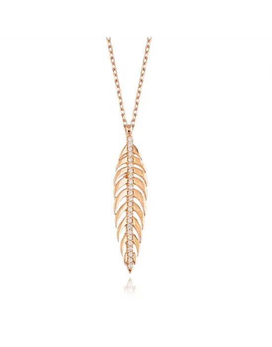 Gümüş Ceviz Yaprağı Bayan Kolye