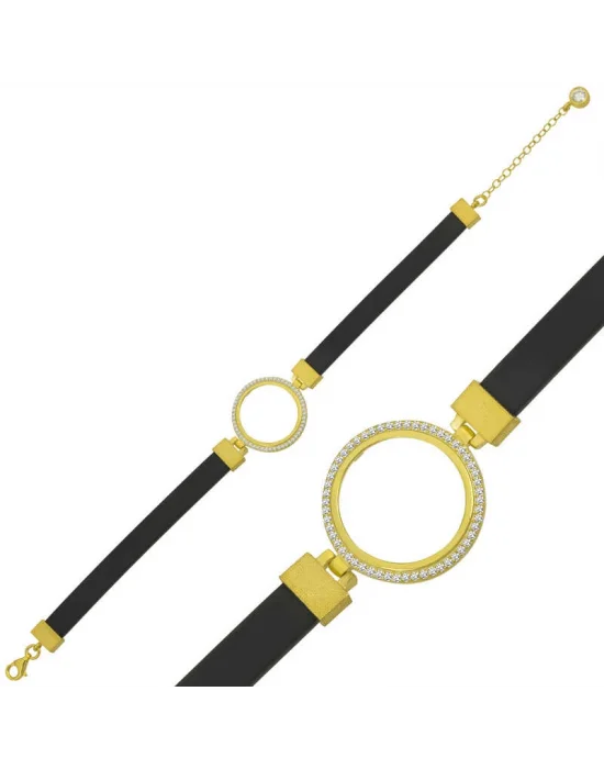 Gümüş Çeyrek Takılabilen Altın Kaplama Kadın Bileklik