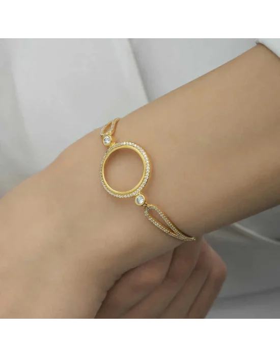 Gümüş Çeyrek Takılabilen Altın Kaplama Kadın Bileklik