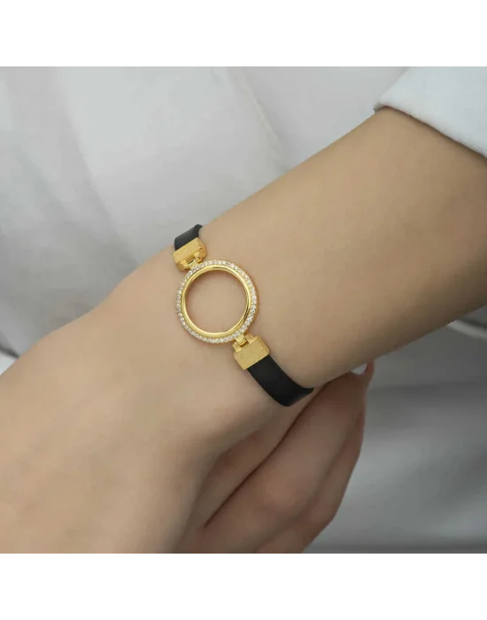 Gümüş Çeyrek Takılabilen Altın Kaplama Kadın Bileklik