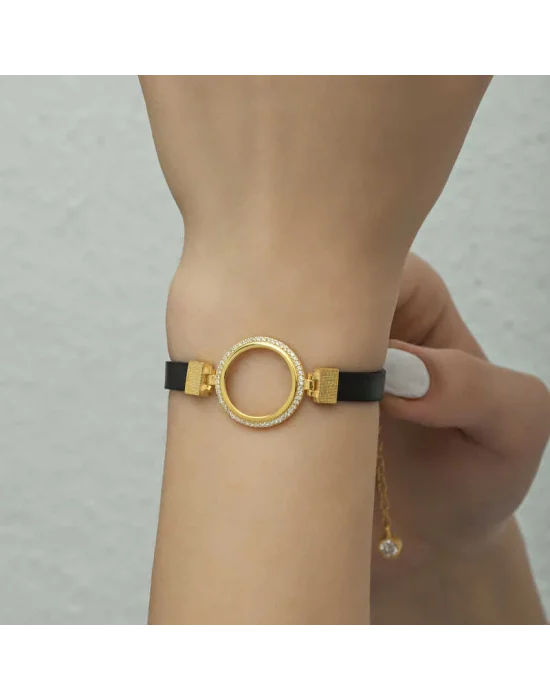 Gümüş Çeyrek Takılabilen Altın Kaplama Kadın Bileklik