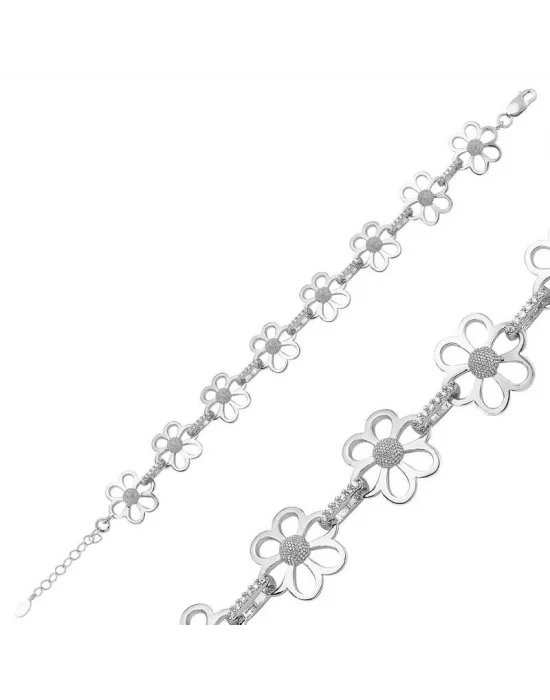Gümüş Çiçek Bayan Bileklik