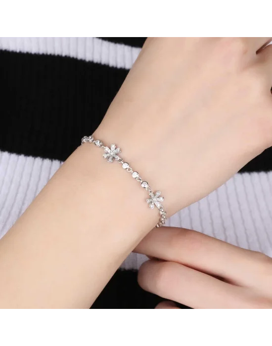 Gümüş Çiçek Bayan Bileklik