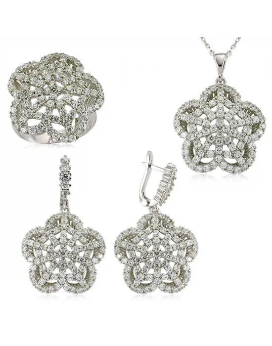 Gümüş Çiçek Bayan Set