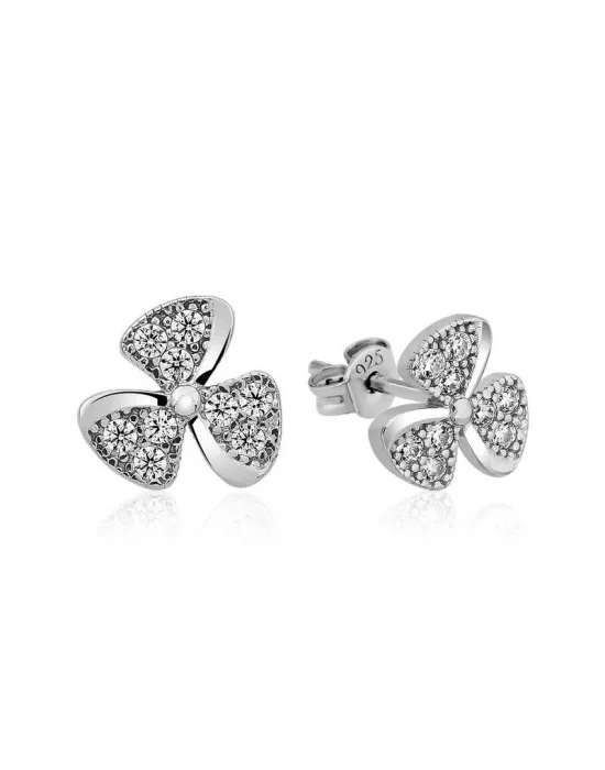 Gümüş Çiçek Çivili Bayan Küpe