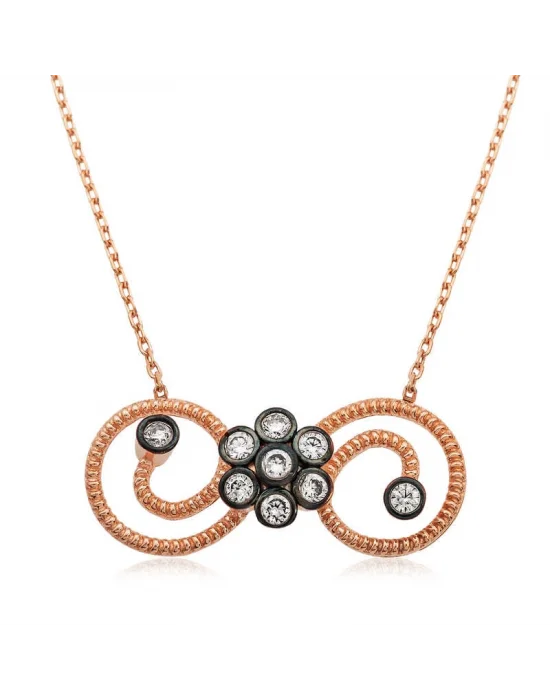 Gümüş Çiçekli Sonsuzluk Bayan Kolye