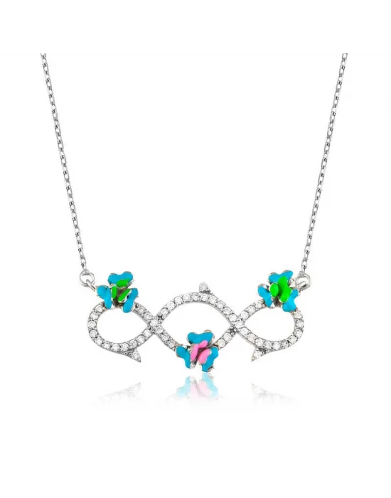 Gümüş Çiçekli Sonsuzluk Bayan Kolye