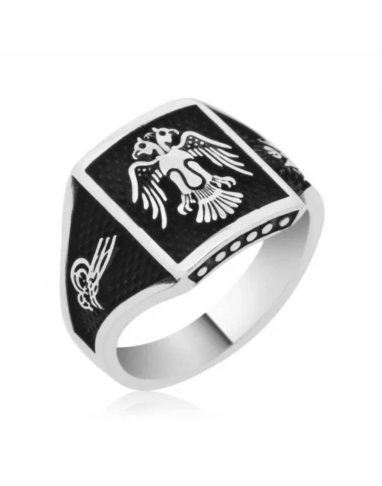 Gümüş Çift Başlı Kartal Erkek Yüzük
