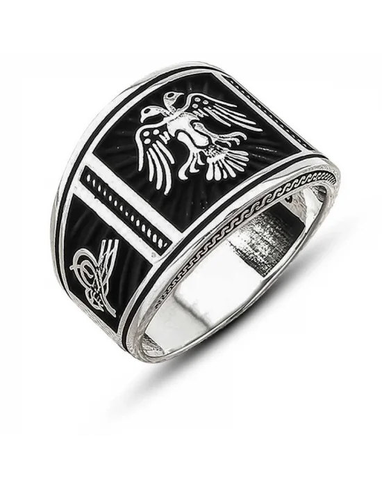 Gümüş Çift Başlı Kartal Erkek Yüzük