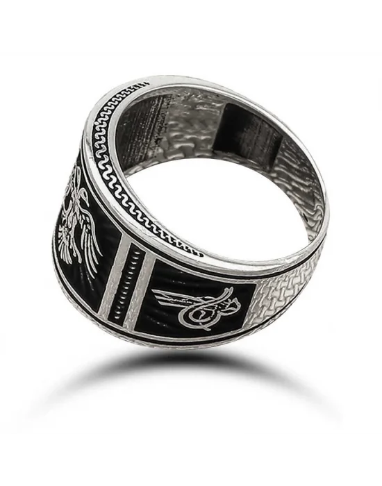 Gümüş Çift Başlı Kartal Erkek Yüzük