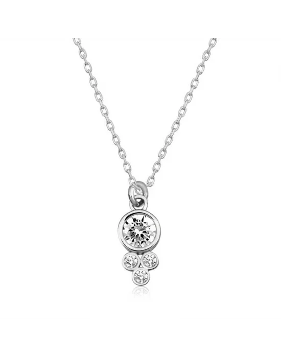 Gümüş Çiğ Damlası Yuvarlak Tektaş Bayan Kolye