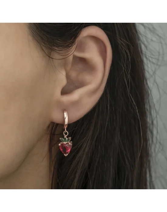 Gümüş Çilek Figür Meyve Küpe