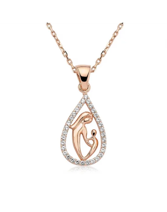 Gümüş Damla Anne Çocuk Kolyesi