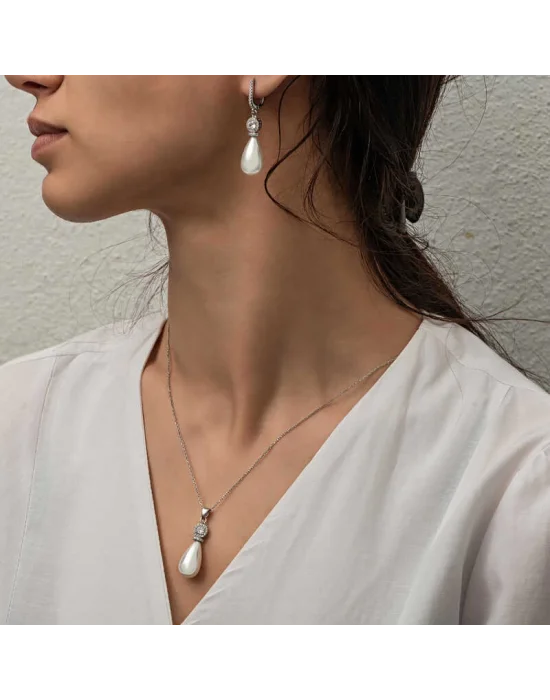 Gümüş Damla İnci Kadın Set
