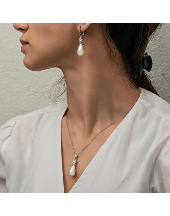 Gümüş Damla İnci Kadın Set
