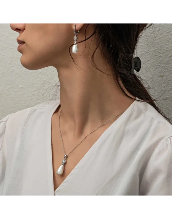 Gümüş Damla İnci Kadın Set