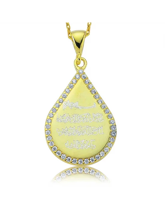 Gümüş Damla Nazar Duası Bayan Kolye