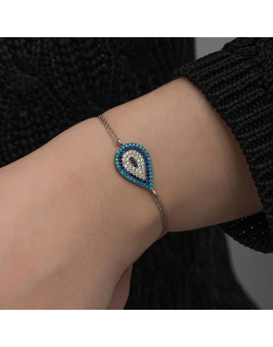 Gümüş Damla Nazar Kadın Bileklik