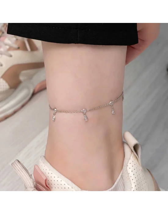 Gümüş Damla Zirkon Taşlı Halhal