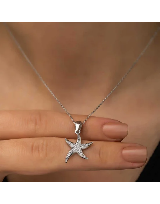 Gümüş Deniz Yıldızı Bayan Kolye