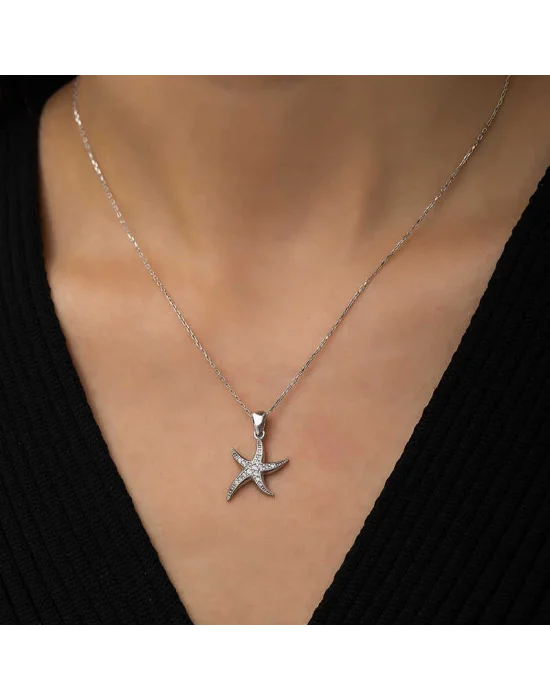 Gümüş Deniz Yıldızı Bayan Kolye